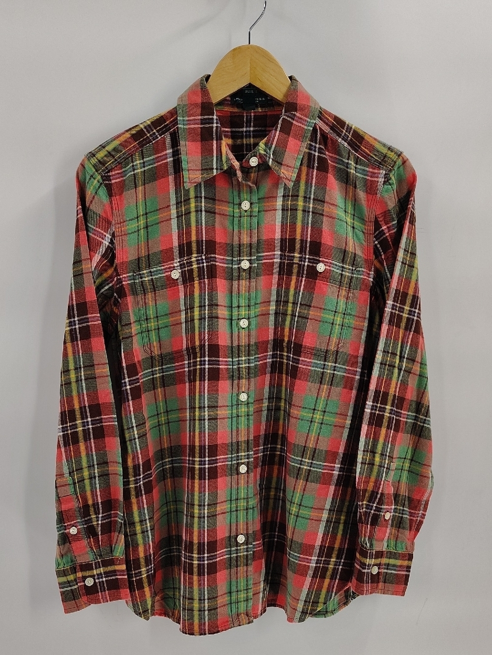 Lauren Jeans Company Ralph Lauren Button Down Plaid Green Large Vintage